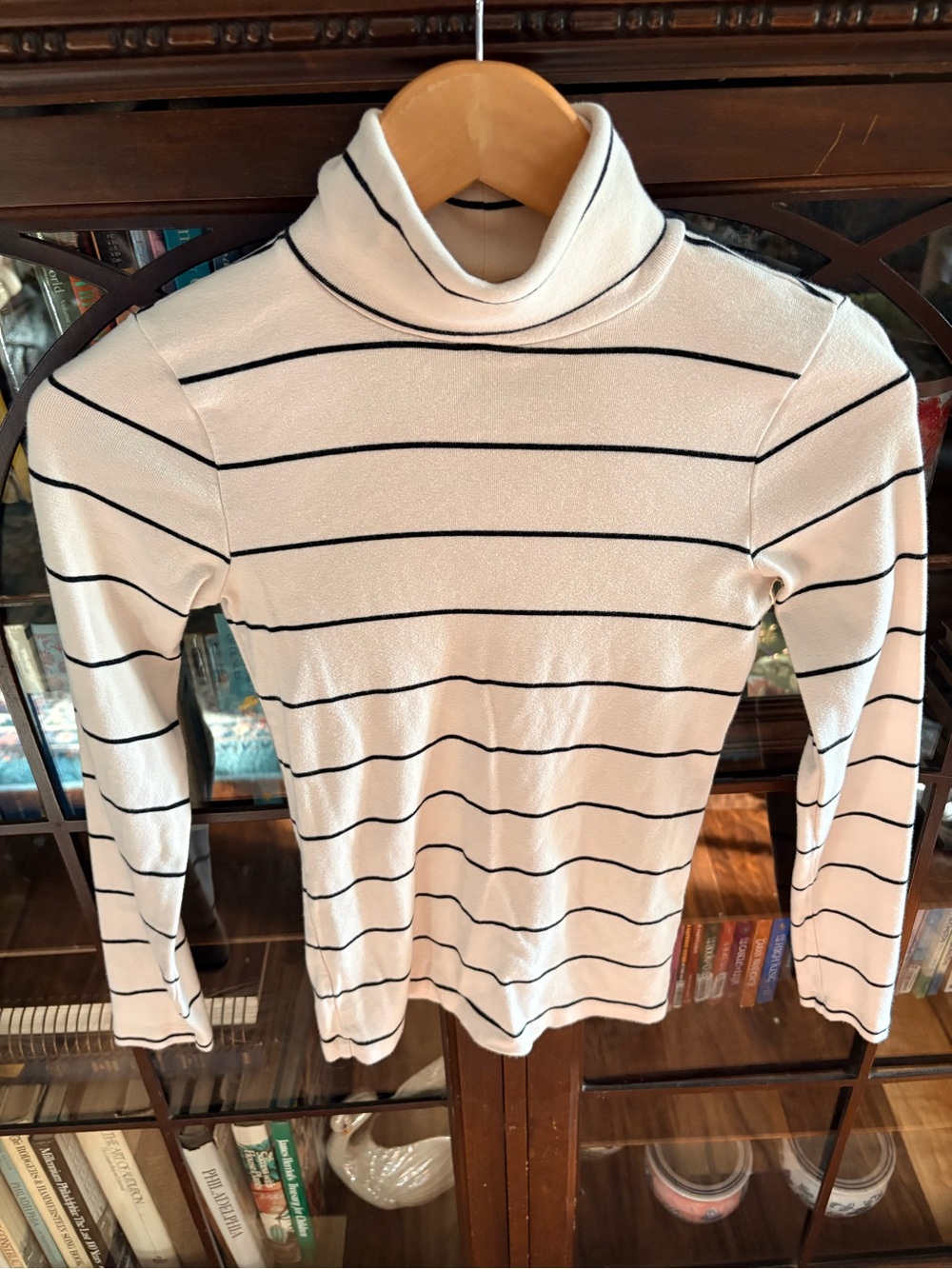 J. Crew Ivory & Black Striped Turtleneck Long Sleeve T-Shirt